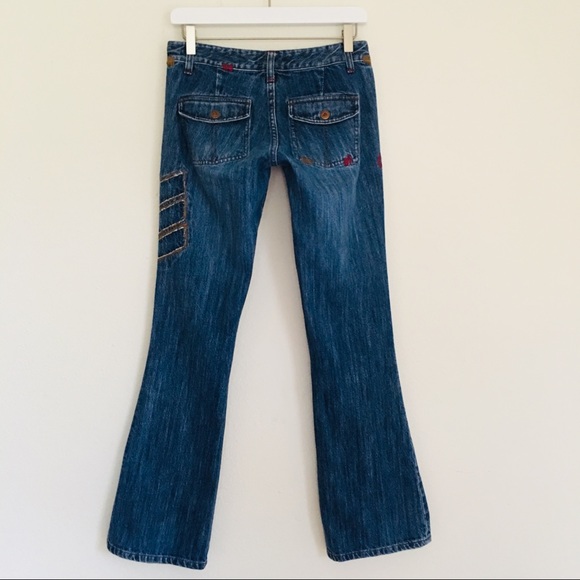 Embroidered Wide leg Flared  jeans - Picture 8 of 8